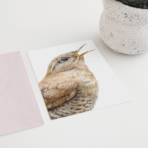 Watercolor Wall Art Wren Bird Illustration Print Poster Unframed - Picture 8 of 9